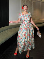 Blossom Garden Square-Neck Floral Dress