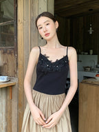 Black Blossom Bodice Two-Tone Dress