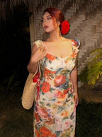 Tropical Sunset Watercolor Floral Dress