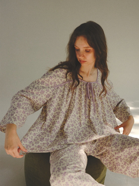 Lavender Bloom Cotton Pajama Set