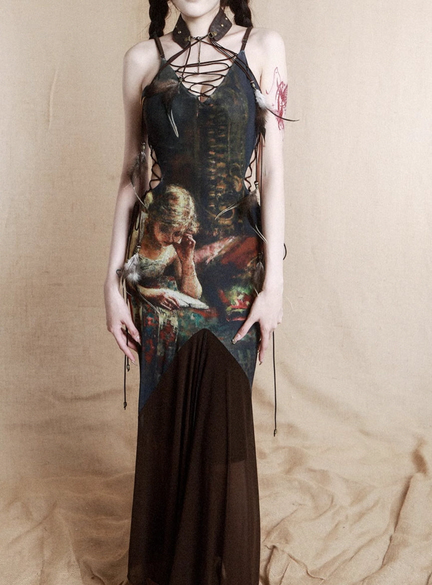 Vintage Glam Bronze Print Dress