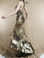 Baroque Pearl Metallic Slip Dress
