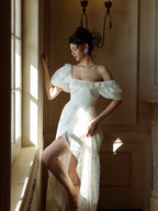Daisy Lace Back Bow Cotton Dress