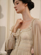 Beige Ruffle Verse Dress