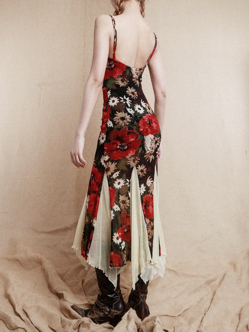 Golden Bloom Mermaid Slip Dress