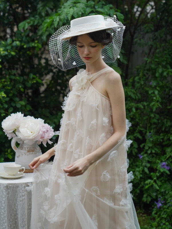 Blossom Whisper Halter Tulle Dress