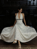 White Polka Dot Halter Dress