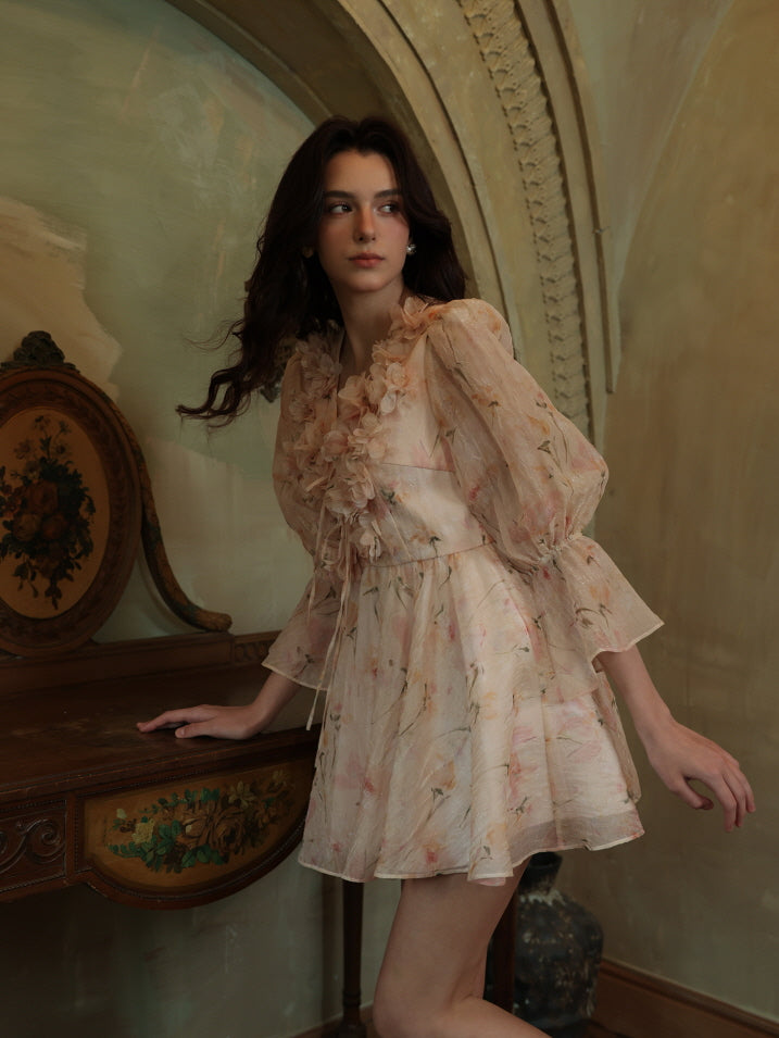 Blush Bloom Garden Ruffle Mini Dress