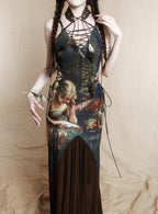 Vintage Glam Bronze Print Dress
