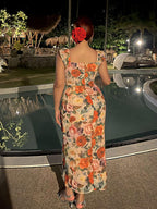 Tropical Sunset Watercolor Floral Dress