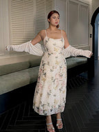 Butterfly Garden Sheer Slip Dress & Cardigan