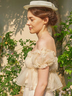 Whipped Cream Ruffle Sheer Top
