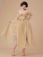 Golden Blossom Corset Dress