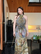 Renaissance Muse Halter Maxi Dress