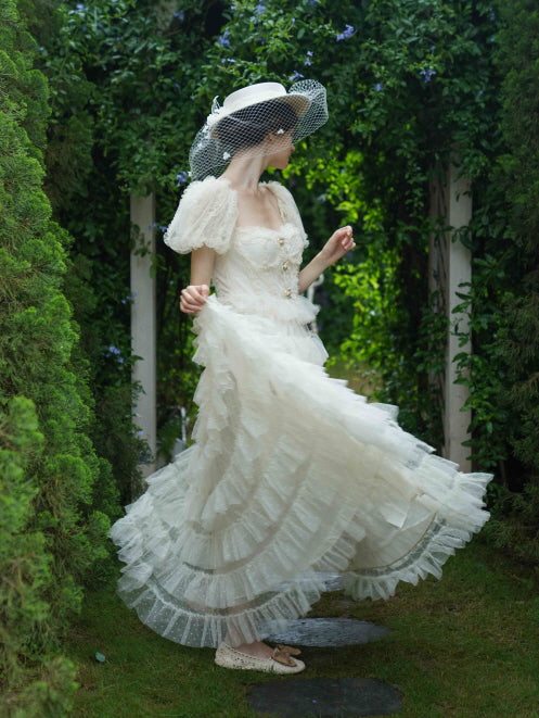 Ivory Princess Garden Ruffle Dress
