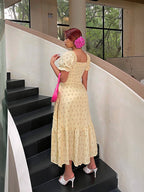 Lemon Blossom Ruffle Midi Dress