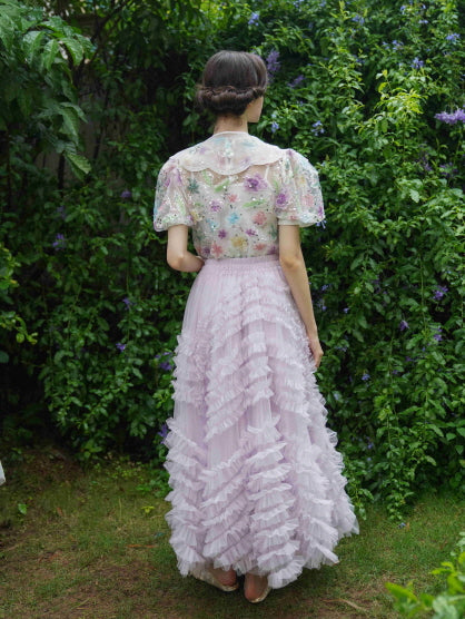 Whimsical Cloud Ruffle Skirt