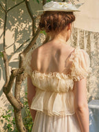 Whipped Cream Ruffle Sheer Top