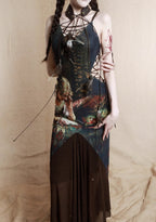 Vintage Glam Bronze Print Dress
