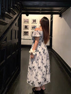 Butterfly Off-Shoulder Chiffon Dress