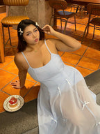 Blue Ribbon Balloon Hem Dress