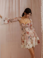 Blush Floral Lace-Trim Dress