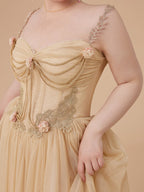 Golden Blossom Corset Dress