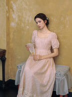 Blush Embroidered Cotton Tea Dress