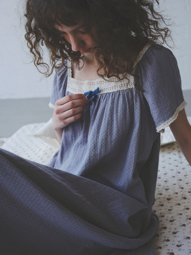 Blue Lace Ribbon Nightgown