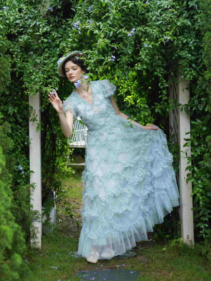 Light Blue Princess Ruffle Garden Dress