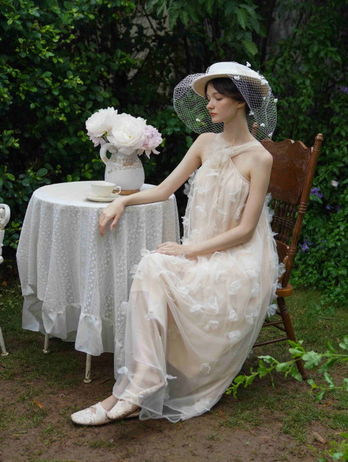 Blossom Whisper Halter Tulle Dress