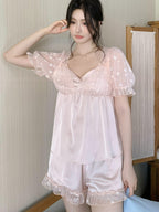 Blossom Puff Sleeve Coquette Pajama Set