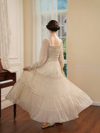 Beige Ruffle Verse Dress
