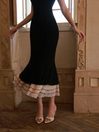 Midnight Elegance Tiered Hem Dress