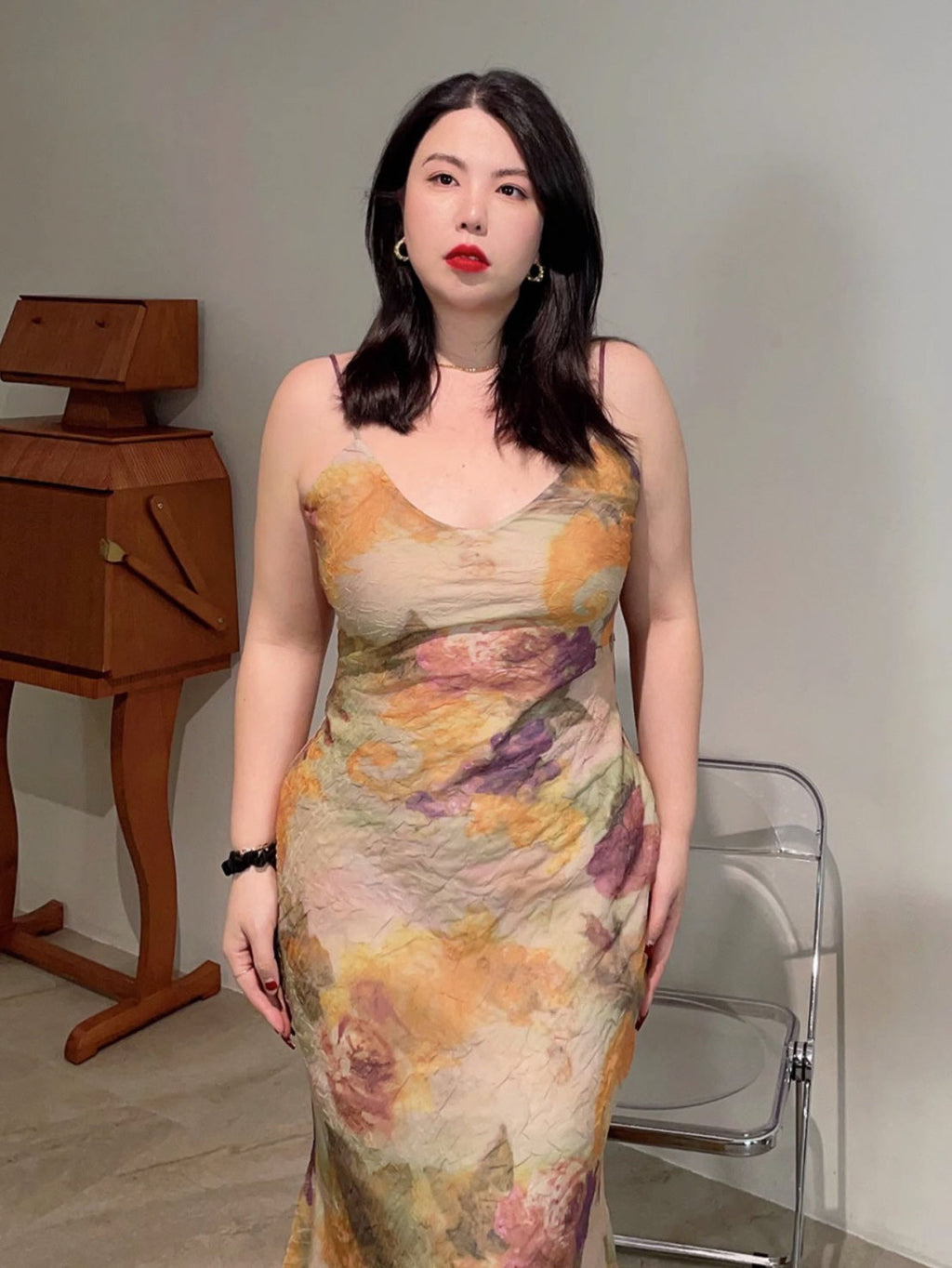 Plus Size Watercolor Garden Rose Dress