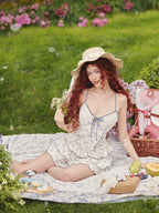 Blue Ribbon Picnic Ruffle Mini Dress