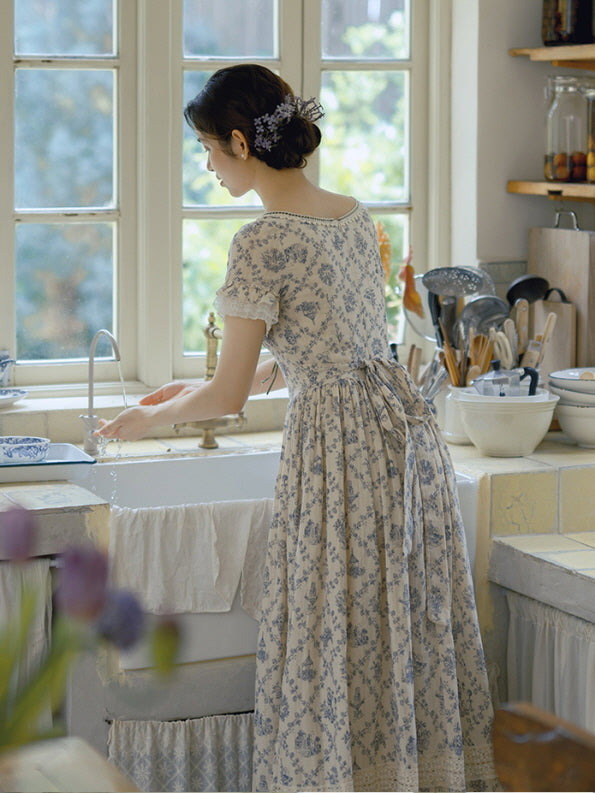 Blue Garden Vintage Lace Dress