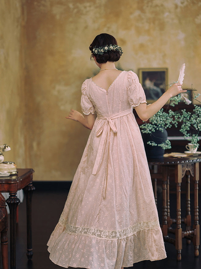 Blush Embroidered Cotton Tea Dress