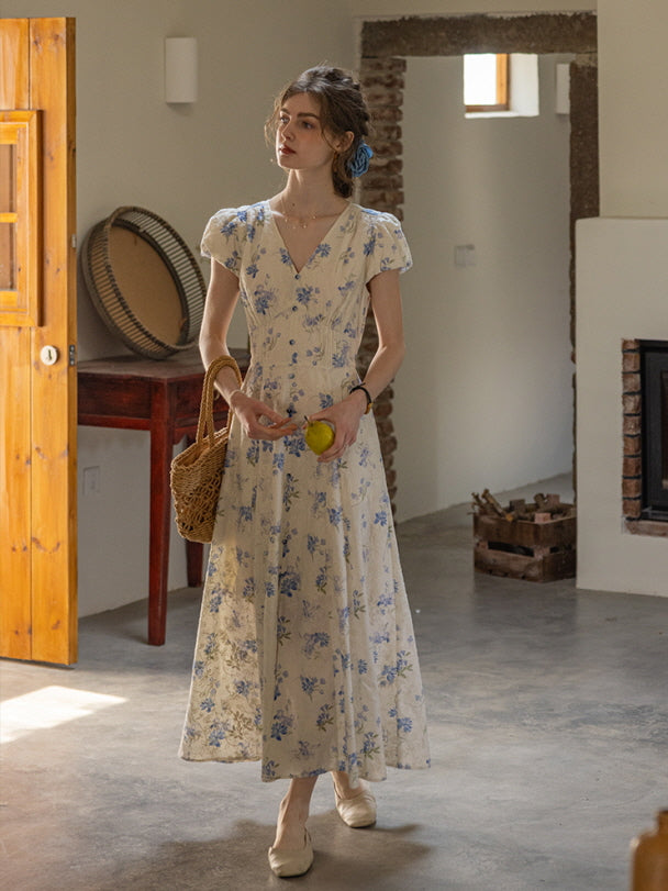 Blue Blossom Vintage Lace Dress