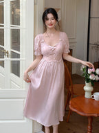 Blush Petal Embroidered Mesh Nightdress