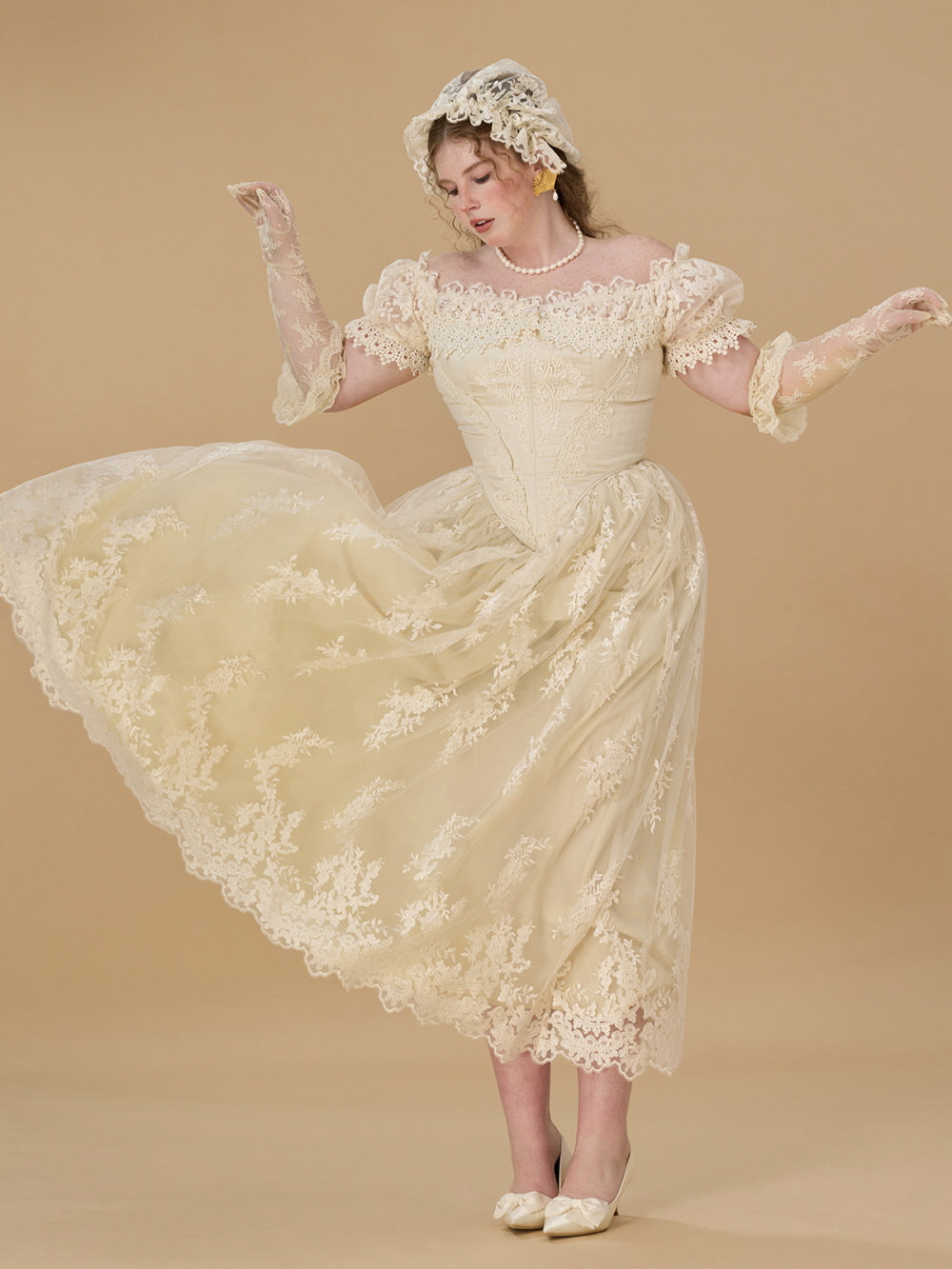 Royal Ivory Lace Ball Gown