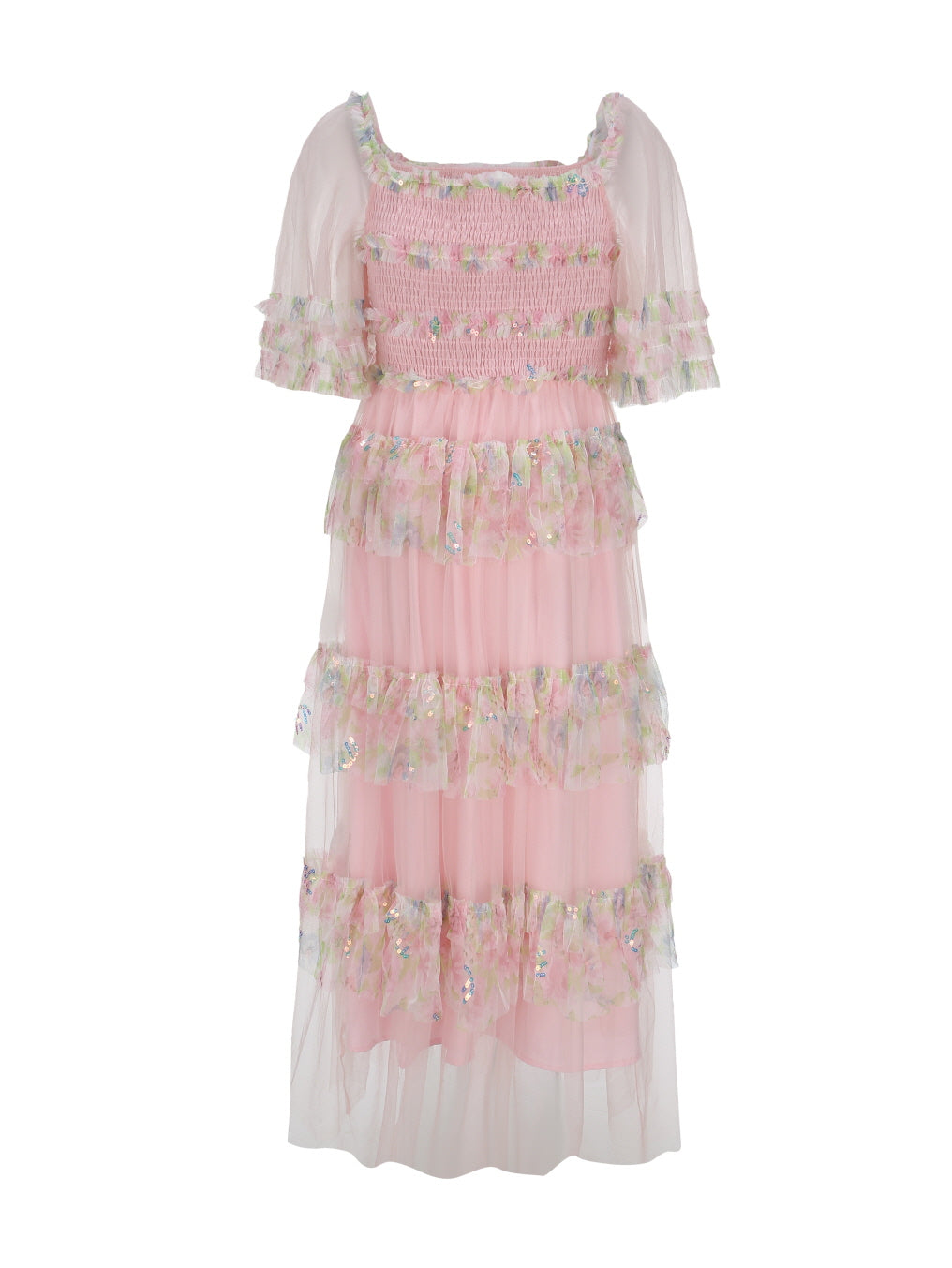 Blooming Ruffle Pink Tulle Dress