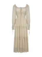 Beige Ruffle Verse Dress