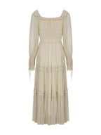 Beige Ruffle Verse Dress