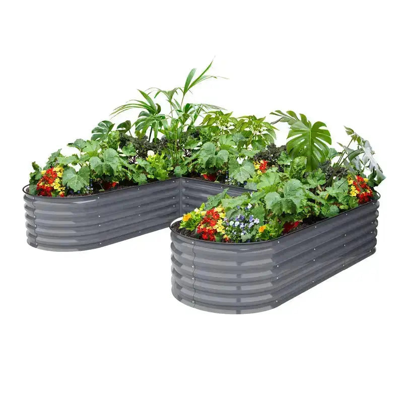 YoYoBloom 17" Tall U-Shape Large Size Metal Raised Garden Bed| Upgrade 2.0 Knee-High Design