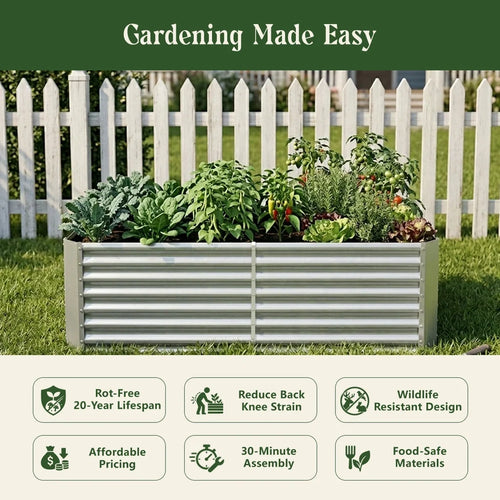 set of 10 — 24-inch tall rectangular galvanized metal raised garden bed, 6 by 3 feet — view 2
