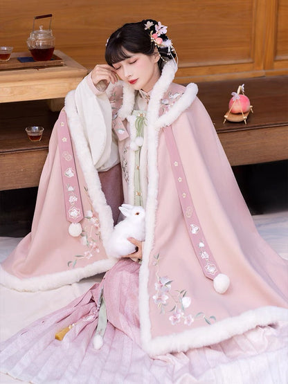 Spring Autumn Hanfu Cape, Pink