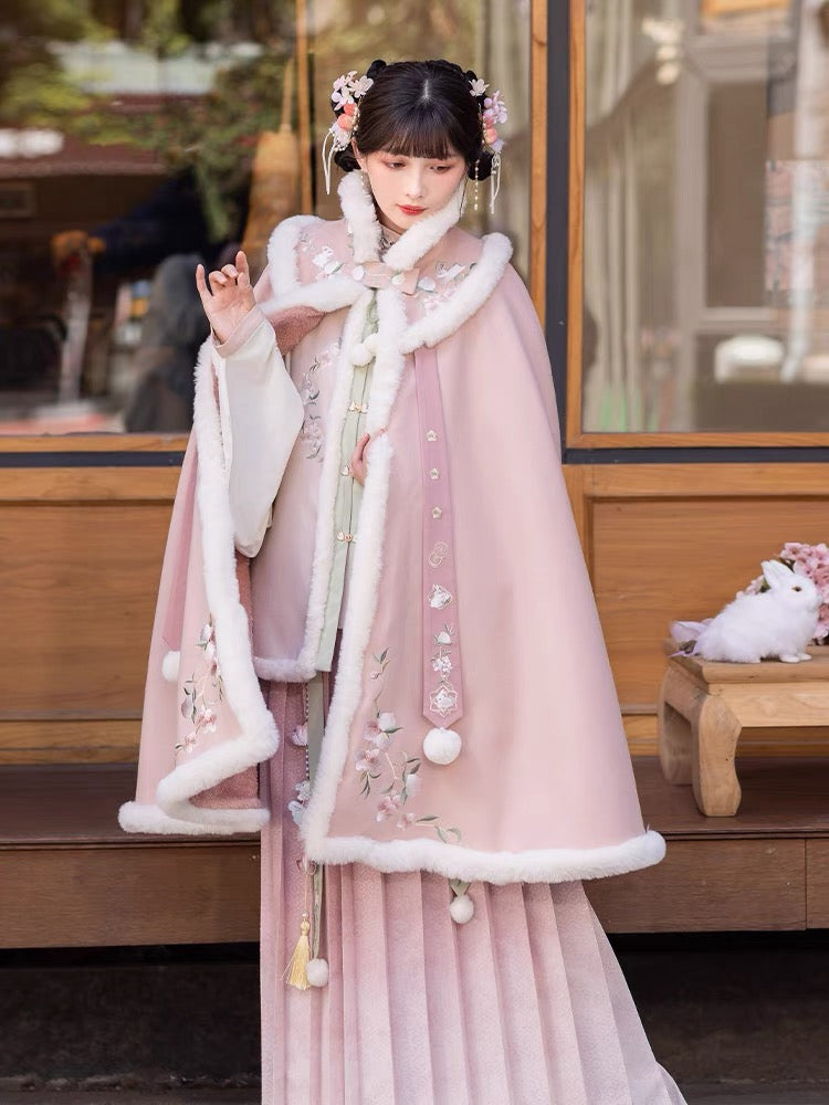 Spring Autumn Hanfu Cape, Pink