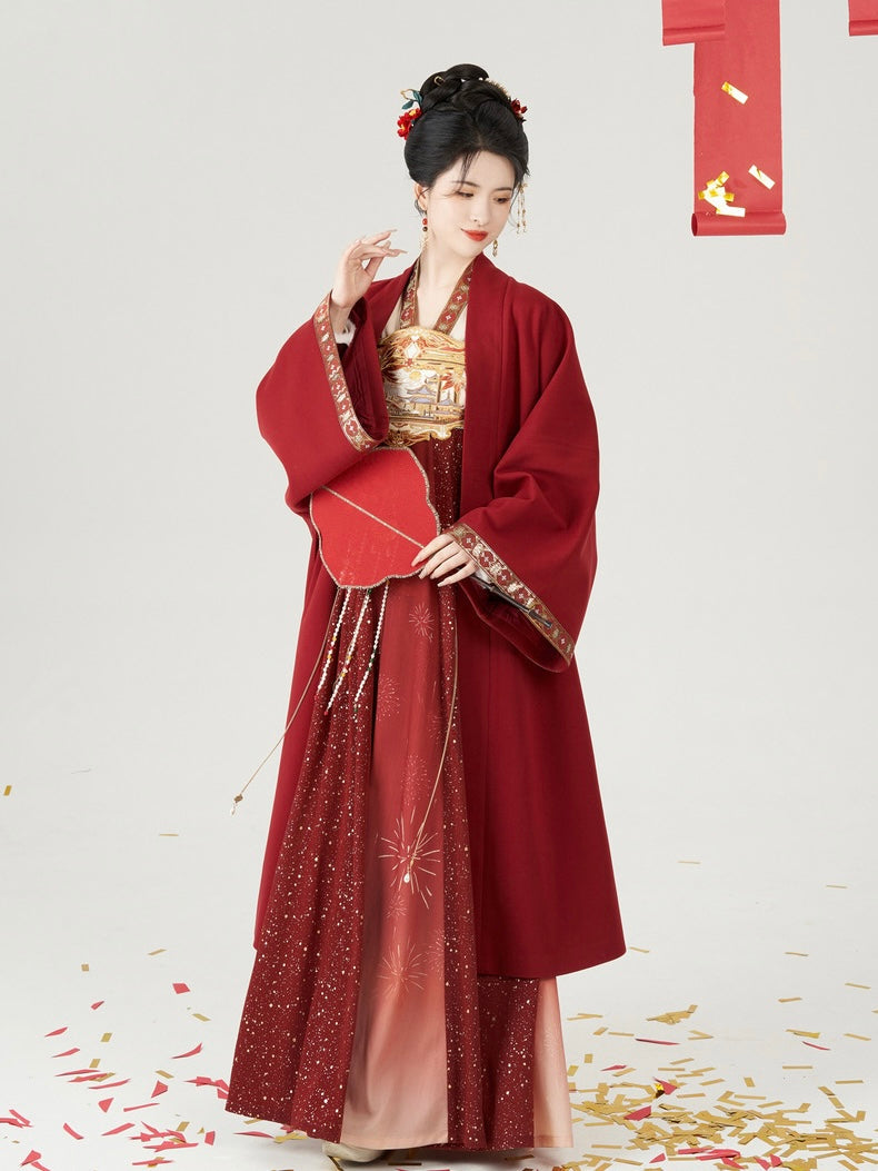 Tang Dynasty Hanfu, Heziqun, Modern Dress, Flower Fireworks 花焰 (Preorder)