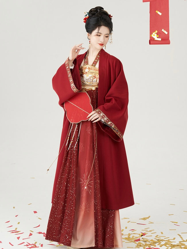 Tang Dynasty Hanfu, Heziqun, Modern Dress, Flower Fireworks 花焰 (Preorder)